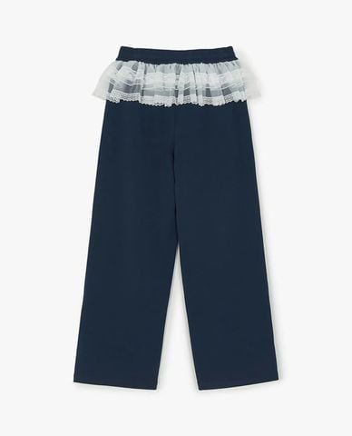  MLB - Quần nữ ống rộng lưng thun phối ren Basic 