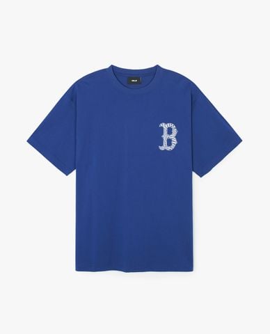  MLB - Áo thun unisex cổ tròn tay ngắn phối logo thời trang 