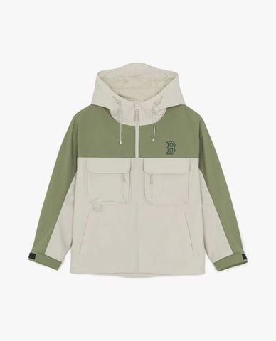  MLB - Áo khoác gió unisex phối mũ tay dài Gorpcore 