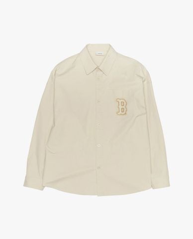  MLB - Áo khoác sơ mi unisex cổ bẻ tay dài phối logo 