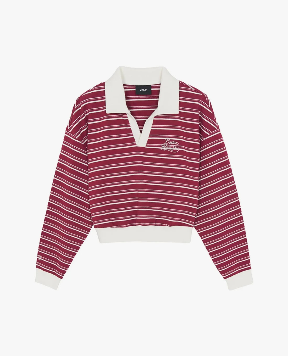 MLB - Áo polo nữ tay dài phối sọc Varsity