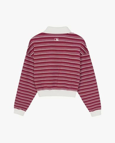  MLB - Áo polo nữ tay dài phối sọc Varsity 