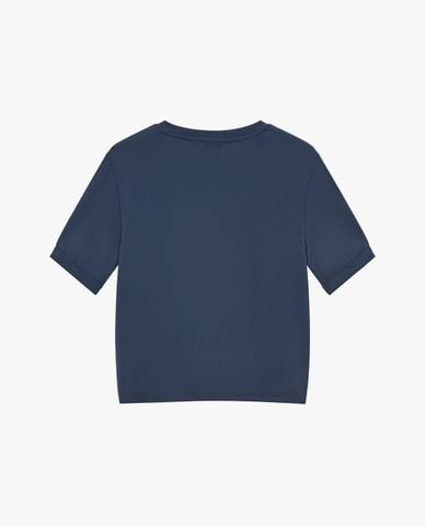  PALLADIUM - Áo thun nữ cổ tim tay ngắn phối logo 