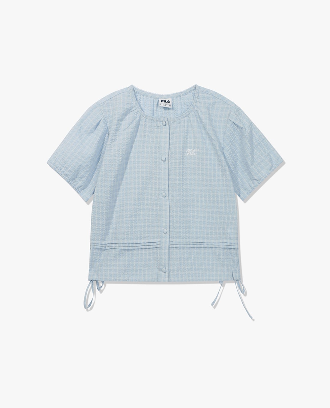 FILA - Áo kiểu nữ cổ tròn tay ngắn phối dây rút