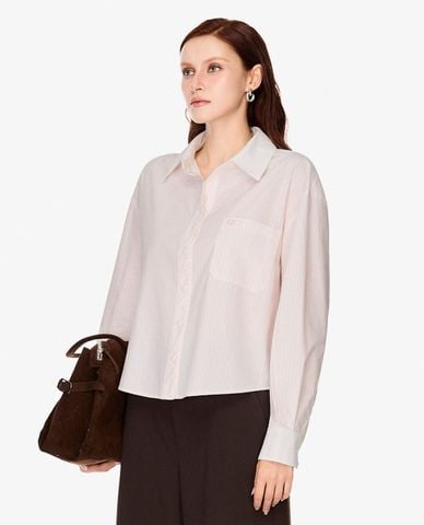  GIGI - Áo sơ mi nữ cổ bẻ tay dài kẻ sọc 