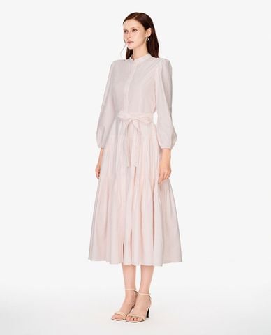  GIGI - Đầm sơ mi midi kẻ sọc phối thắt nơ 