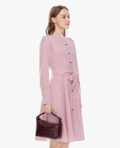  GIGI - Đầm sơ mi midi kẻ sọc phối dây thắt eo 