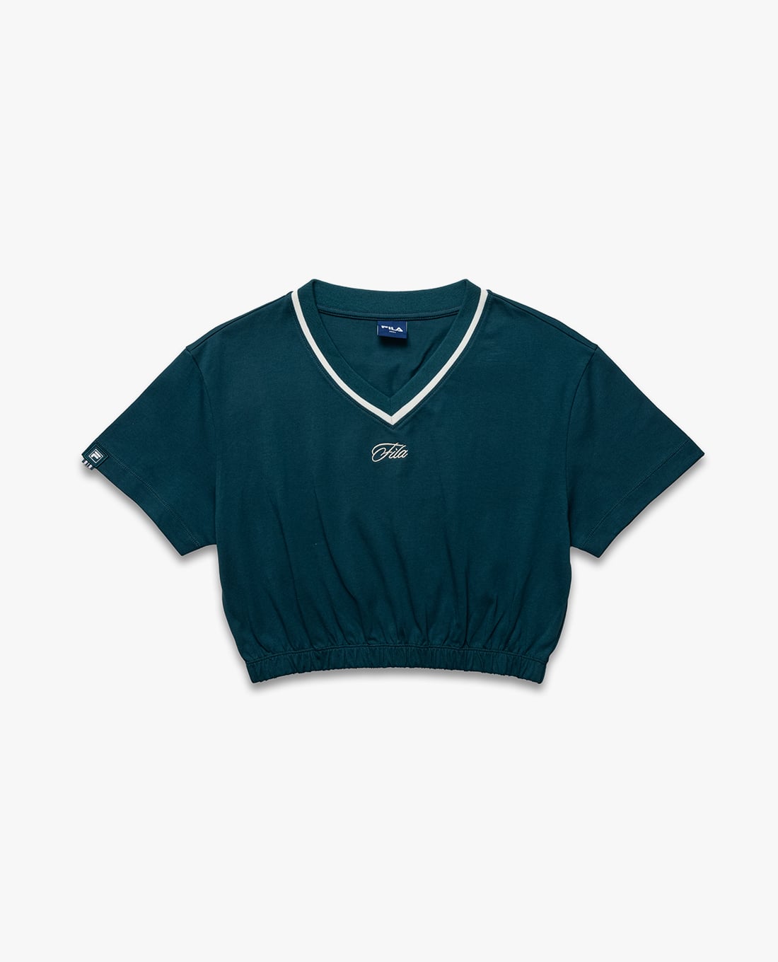 FILA - Áo croptop nữ cổ V tay ngắn Origin