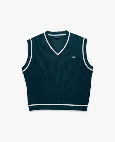  FILA - Áo khoác gilet unisex dệt kim cổ V Origin 