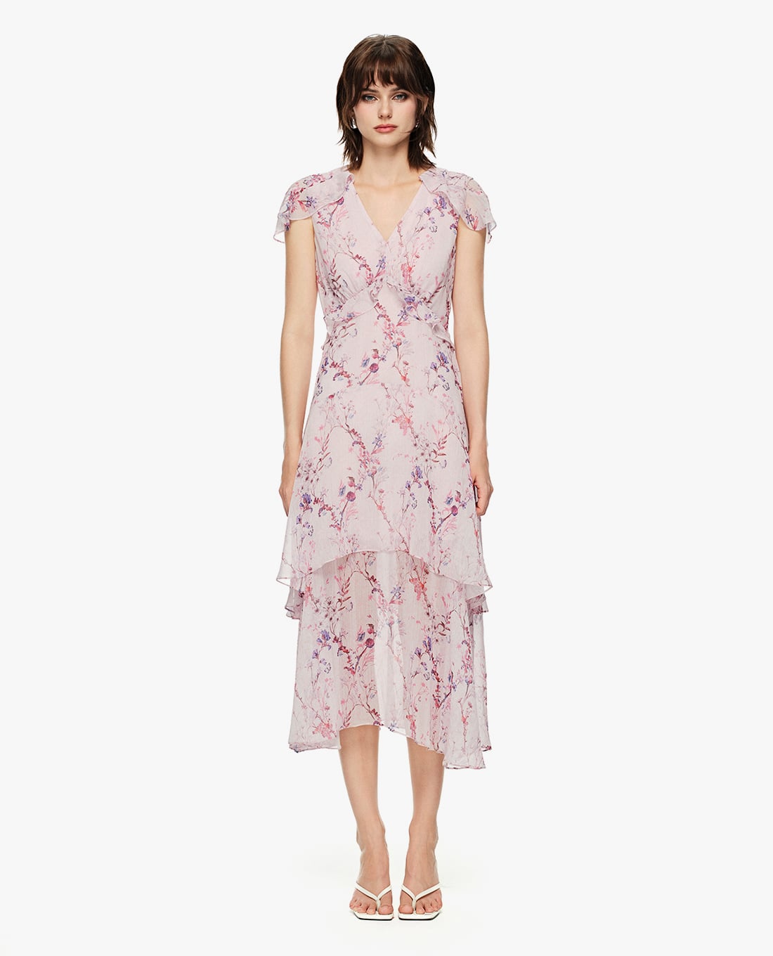 GIGI - Đầm xếp tầng midi họa tiết hoa nữ tính