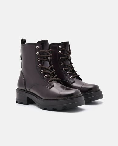 PEDRO - Giày boots nữ cổ cao mũi tròn Icon Leather 