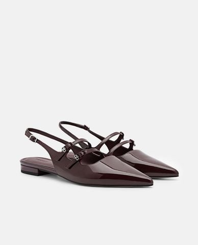  PEDRO - Giày sandals nữ đế thấp mũi nhọn Icon Patent 