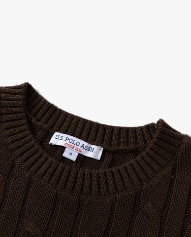  USPA - Áo dệt kim nữ cổ tròn tay ngắn thêu logo 