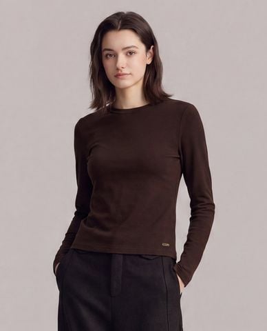  USPA - Áo thun nữ cổ tròn tay dài phom ôm 