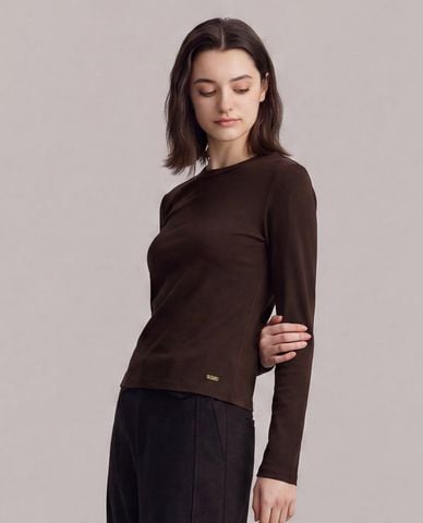  USPA - Áo thun nữ cổ tròn tay dài phom ôm 