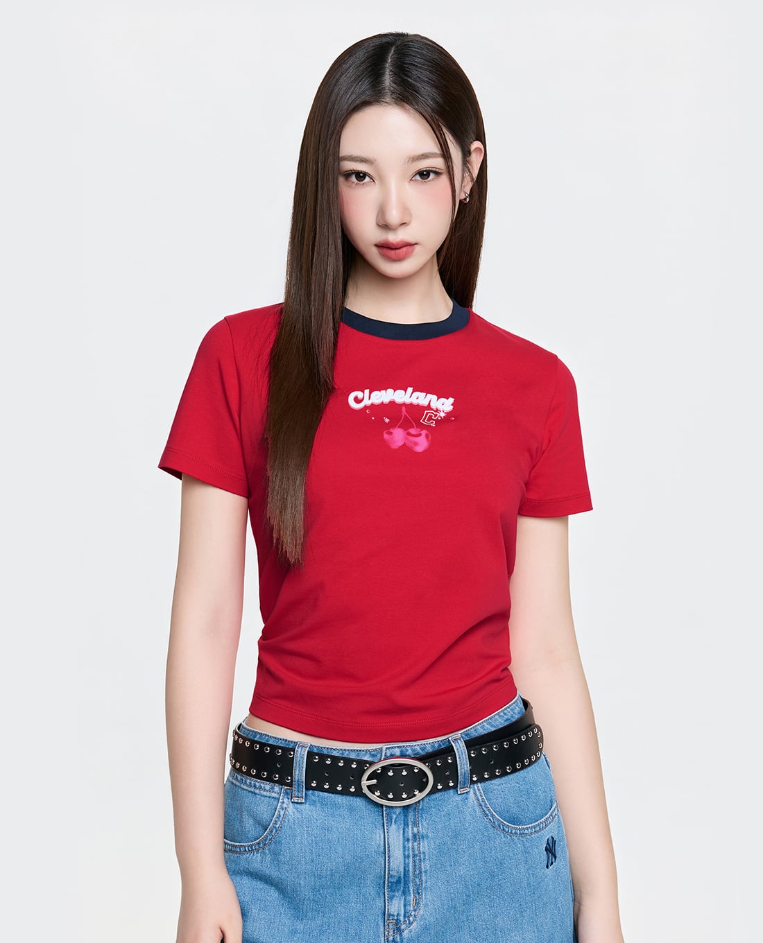 MLB - Áo croptop nữ cổ tròn tay ngắn Summer Fruits