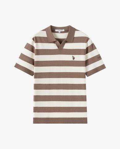  USPA - Áo dệt kim nam cổ bẻ tay ngắn thêu logo 