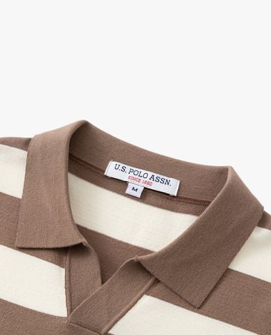  USPA - Áo dệt kim nam cổ bẻ tay ngắn thêu logo 