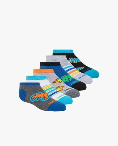  SKECHERS - Set 6 vớ bé trai cổ thấp dệt họa tiết 