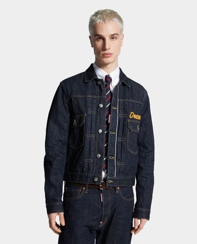  DSQUARED2 - Áo khoác denim nam tay dài phối túi Rebel 