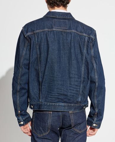  DSQUARED2 - Áo khoác denim nam cổ bẻ tay dài thêu chữ 