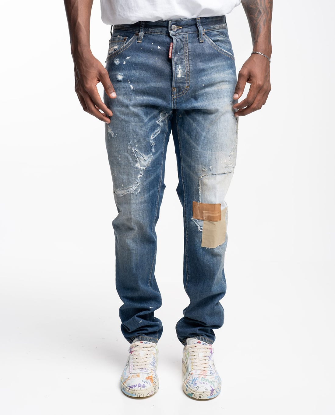 DSQUARED2 - Quần jeans nam phom ôm wash bạc