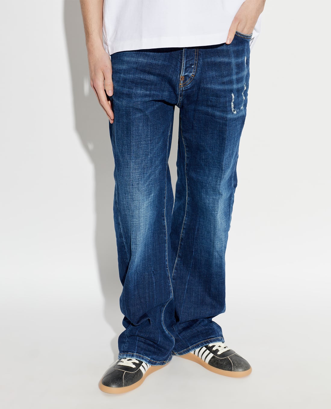 DSQUARED2 - Quần jeans nam ống rộng wash bạc