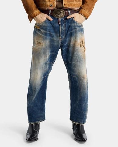  DSQUARED2 - Quần jeans nam ống rộng cổ điển Kawaii 