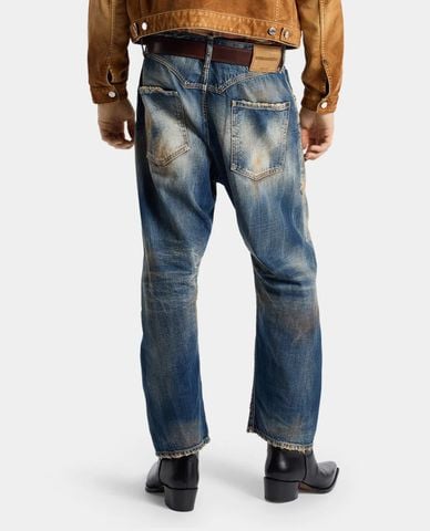  DSQUARED2 - Quần jeans nam ống rộng cổ điển Kawaii 
