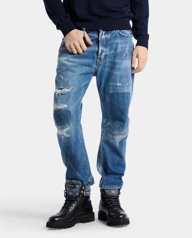  DSQUARED2 - Quần jeans nam ống đứng wash bạc Worker 