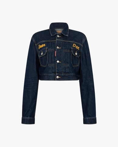  DSQUARED2 - Áo khoác denim nữ túi hộp phom croptop 