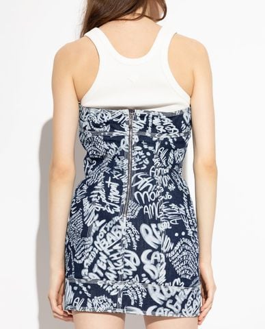  DSQUARED2 - Đầm denim mini cúp ngực in họa tiết 