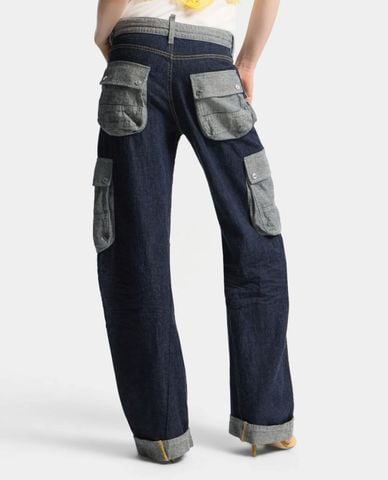  DSQUARED2 - Quần jeans nữ ống rộng phối túi hộp 