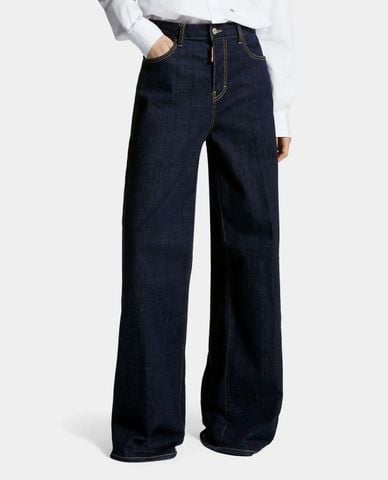  DSQUARED2 - Quần jeans nữ ống rộng Traveller 
