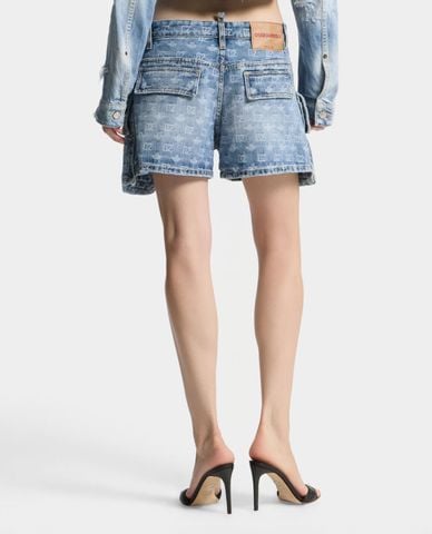  DSQUARED2 - Quần short jeans nữ họa tiết monogram 