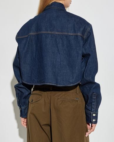  DSQUARED2 - Áo sơ mi denim nữ tay dài phom croptop Icon 