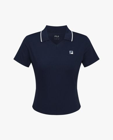  FILA - Áo polo nữ dệt kim cổ bẻ tay ngắn 