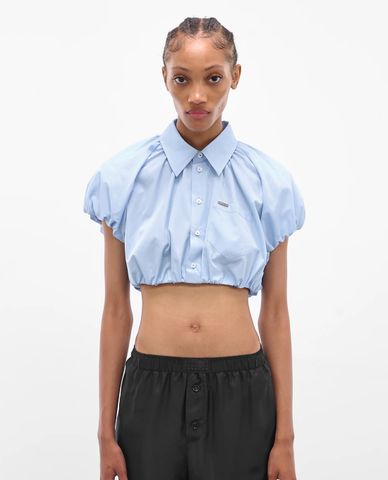  DSQUARED2 - Áo sơ mi nữ tay ngắn phom croptop 