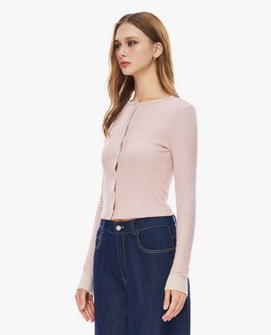  GIGI - Áo dệt kim nữ cổ tròn tay dài phom ôm 