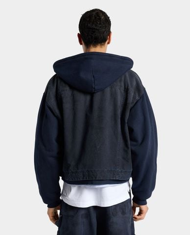  DSQUARED2 - Áo khoác denim nam phối mũ nút bấm 