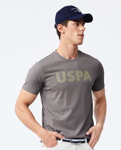  USPA - Áo thun nam cổ tròn tay ngắn phối logo 