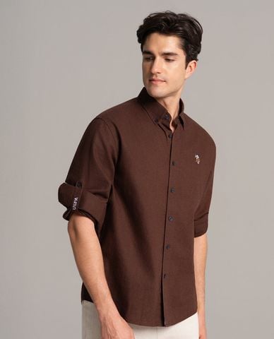  USPA - Áo sơ mi nam cổ bẻ tay dài thêu logo 