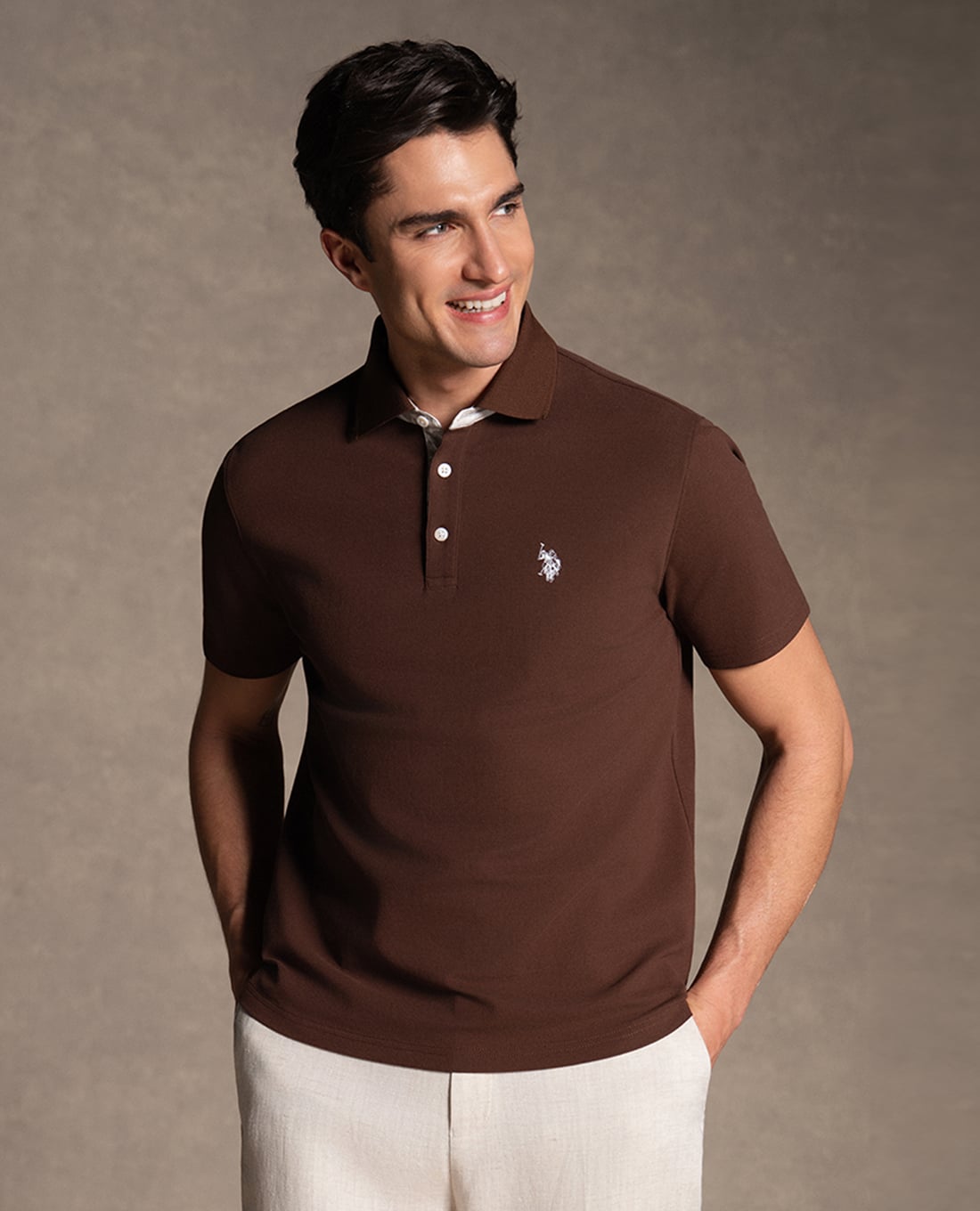 USPA - Áo polo nam cổ bẻ tay ngắn thêu logo
