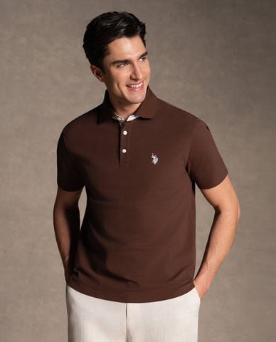 USPA - Áo polo nam cổ bẻ tay ngắn thêu logo 