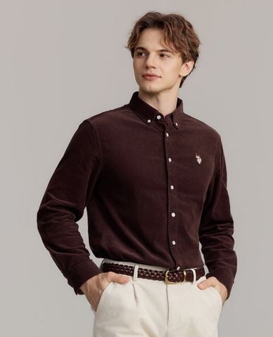  USPA - Áo sơ mi nam cổ bẻ tay dài thêu logo 