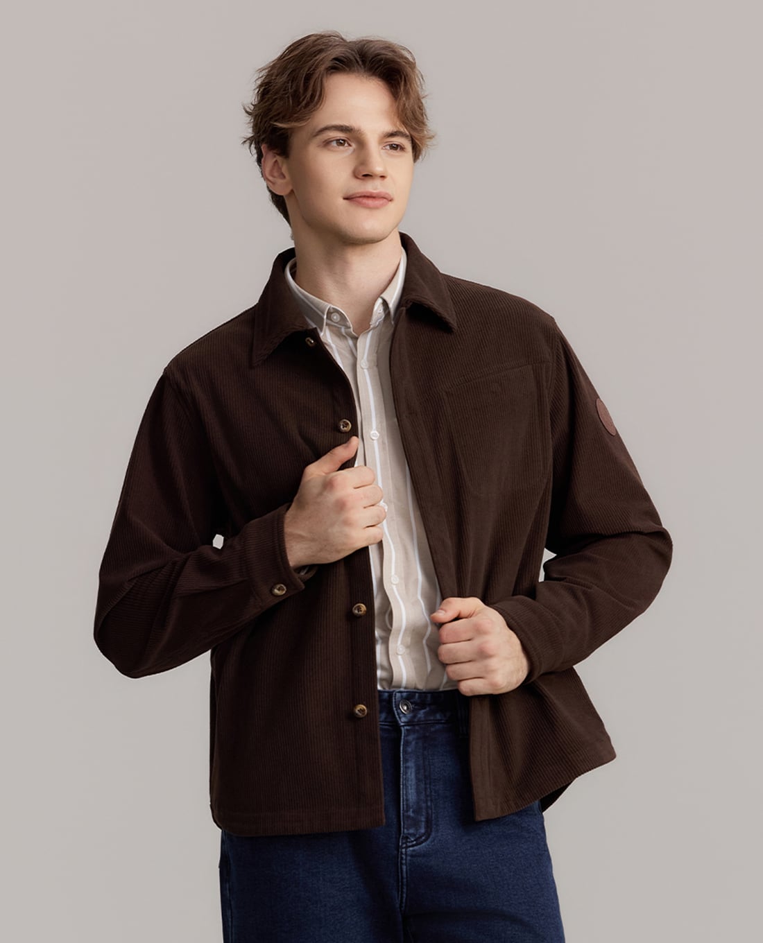 USPA - Áo sơ mi nam cổ bẻ tay dài phối túi
