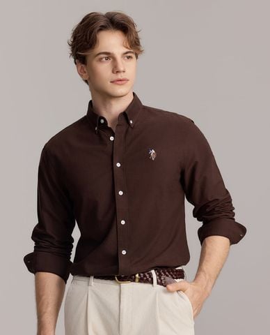  USPA - Áo sơ mi nam cổ bẻ tay dài thêu logo 