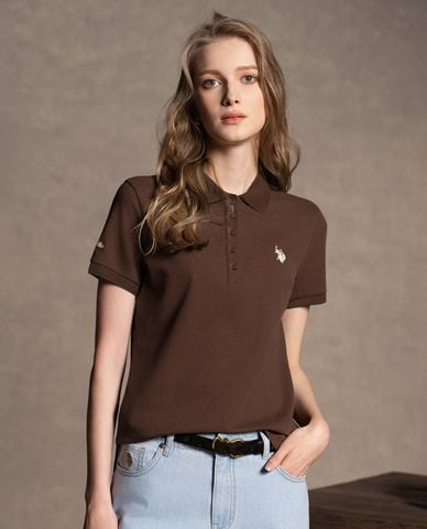 USPA - Áo polo nữ cổ bẻ tay ngắn thêu logo 