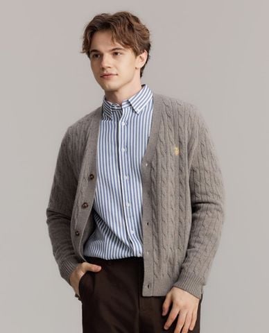  USPA - Áo khoác cardigan nam tay dài dệt vặn thừng 