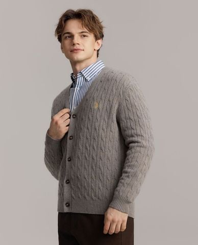  USPA - Áo khoác cardigan nam tay dài dệt vặn thừng 
